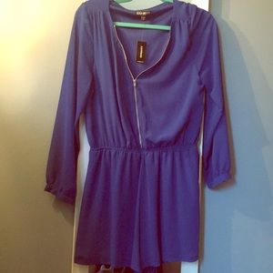 blue chiffon romper size M NWT